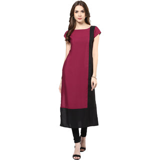 Buy IVES Straight Purple Cotton Solid Casual Kurti for Women Online ...