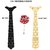 Outdazzle Designer 2 In 1 Reversible Party Wear Men Tie Acrylic Hexxtie Honeycomb  With Box (Black Matt & Golden Glossy) With Lapel Flower