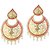 Kriaa by JewelMaze Austrian Stone Pink Pota Stone And Austrian Stone Drop Gold Plated Chandbali Earrings-AAA0305