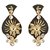 Kriaa by JewelMaze Kundan Zinc Alloy Gold Plated Black Meenakari Dangle Earrings-AAA1145