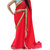 SuratTex Red & Turquoise Georgette Embroidered Saree With Blouse