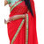 SuratTex Red & Turquoise Georgette Embroidered Saree With Blouse