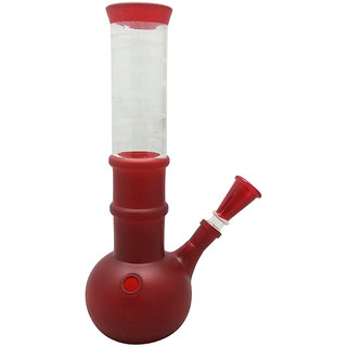 Moksha 10 Inch Tall Red Color Single Bulb Glass Water Bong, Hookah, Waterpipe