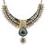 Kriaa by JewelMaze Zinc Alloy Gold Plated Blue Austrian Stone Necklace Set-AAA0520