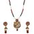 Kriaa by JewelMaze Zinc Alloy Gold Plated Maroon And Green Austrian Stone Necklace Set-AAA0523
