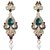 Kriaa by JewelMaze Zinc Alloy Gold Plated Red And Green Austrian Stone  Kundan Necklace Set With Maang tikka-AAA0524