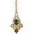 Kriaa by JewelMaze Zinc Alloy Gold Plated Red And Green Austrian Stone  Kundan Necklace Set With Maang tikka-AAA0524