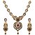Kriaa by JewelMaze Purple And Green Austrian Stone Zinc Alloy Gold Plated Necklace Set-AAA0534