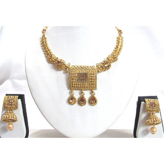 Big Square Pendant Necklace Set 