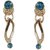 Kriaa by JewelMaze Zinc Alloy Gold Plated Blue Austrian Stone Necklace Set-AAA0546