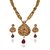 Kriaa by JewelMaze Zinc Alloy Gold Plated Maroon And Green Pota Stone Necklace Set-AAA0562