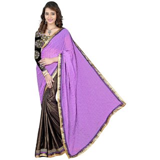 RK FASHIONS Maroon Faux Georgette Party Wear Printed Saree With Unstitched Blouse - RK215172