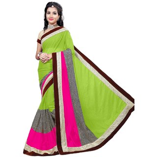 RK FASHIONS Green Lycra Party Wear Printed Saree With Unstitched Blouse - RK219582