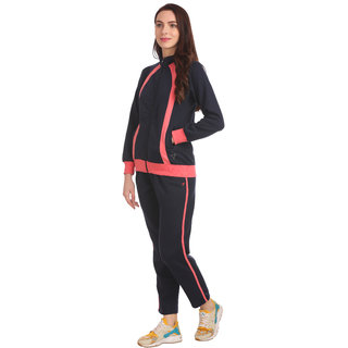 Buy Neva Navy Blue Solid Fleece Tracksuit for Women Online @ ₹2399 from ...