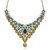 Kriaa by JewelMaze Zinc Alloy Gold Plated Blue Austrian Stone  Kundan Necklace Set With Maang tikka-AAA0597