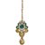 Kriaa by JewelMaze Zinc Alloy Gold Plated Blue Austrian Stone  Kundan Necklace Set With Maang tikka-AAA0597