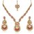 Kriaa by JewelMaze Zinc Alloy Gold Plated Pink Austrian Stone  Kundan Necklace Set With Maang tikka-AAA0600