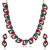 Kriaa by JewelMaze Zinc Alloy Gold Plated Pink And Green Austrian Stone Necklace Set-AAA0628