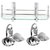 GLASS SHELF WITH DOUBLE SOAP DISH SET OF 2