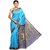 Sudarshan Silks Blue Tussar Silk Self Design Saree With Blouse