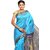 Sudarshan Silks Blue Tussar Silk Self Design Saree With Blouse