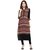 IVES Straight Black Rayon Floral Print Casual Kurti for Women