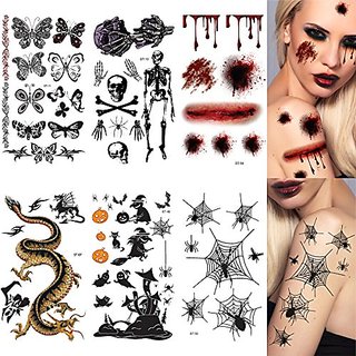 Buy 6-pack Halloween Temporary Tattoo Awesome Tattoos Online @ ₹1966 ...