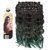 Creamily Natural Black to Mixed Olives to Peacock Green 3-tone Ombre Color Wavy Clip in Hair Extensions 8 Pieces 18