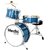 Mendini by Cecilio 13 Inch 3-Piece Kids Junior Drum Set with Adjustable Throne, Cymbal, Pedal & Drumsticks, Metallic Blu