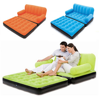 Buy EI Velvet Inflatable Air Portable Sofa Cum Bed (Raandom Color ...