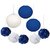 Furuix 10 pcs White Navy Blue 10inch Tissue Paper Pom Pom Paper Lanterns Mixed Package for Navy Blue Themed Party Weddin