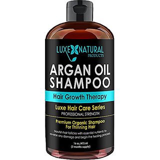 Luxe Natural Products Argan Oil Shampoo Professional Strength Hair Growth Therapy 16 Oz Hair Loss Regrowth Thinnin
