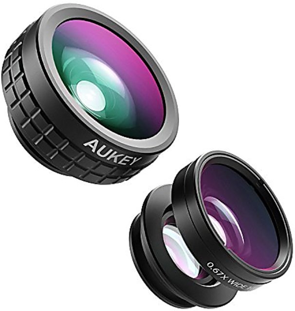 Buy AUKEY Optic Lens, 180 Fisheye Lens + 110 Wide Angle + 10x Macro Mini Clip-on Cell Phone Camera Lenses Kit for Sam Online @ ₹2770 from ShopClues