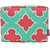 Mint Coral Geometric Clover Shape Print Large Cosmetic Travel Pouch
