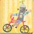 Oopsy Daisy Biking Robot Stretched Canvas Wall Art by Winborg Sisters, 14 by 14-Inch