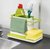 Kanha 3 IN 1 Stand for Kitchen Sink for Dishwasher Liquid, Brush, Sponge,Multicolor-Green