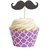 Dress My Cupcake Mustache Cupcake Topper and Wrapper DIY Kit, Mini, Cherry Blossom Spanish Tile, Set of 50
