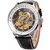Ks Royal Carving Luxury Automatic Mechanical Skeleton Mens Black Leather Wrist Watch KS110