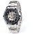 GuTe Classic Skeleton Mechanical Wristwatch Automatic Steel Watch Silver Black X Dial