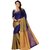 Meia Blue and Golden Cotton Animal Saree With Blouse