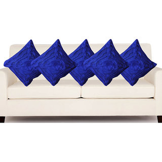 Deal Wala Set Of 5 Attractive Rose Design Cushion Cover-blue