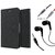 Wallet Flip case Cover For HTC M9 PLUS   (BLACK) With Raag Earphone(3.5mm) + Metal Aux Cable- 1 Meter(colour may vary)
