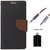 Wallet Flip case Cover For Micromax Canvas A1  (BROWN) With Micro Otg Smart + Metal Aux Cable- 1 Meter(colour may vary)