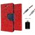 Wallet Flip case Cover For Sony Xperia T2  (RED) With Micro Otg Smart + Metal Aux Cable- 1 Meter(colour may vary)