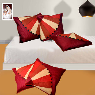 Deal Wala Set Of 5 Attractive Circle Rose Design Cushion Cover-coffee