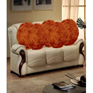 Deal Wala Set Of 5 Attractive Circle Rose Design Cushion Cover-brown
