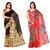 Triveni Fashionable Black and Red coloured Faux Georgette Printed Casual Wear Saree (Pack of 2 saree)