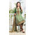 Rajnandini Cream And Green Printed Crepe Straight Fit Dress Material (Unstitched)