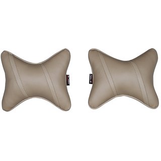 Able Classic Cross Neckrest Neck Cushion Neck Pillow Beige For BMW BMW-5 SERIES 520D Set of 2 Pcs
