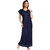 Be You Fashion Women Serena Satin Navy Blue Lace Night Gown